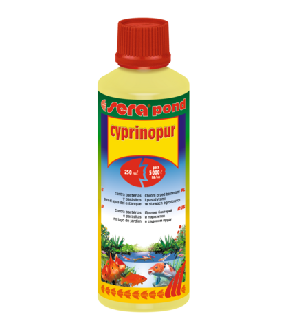 SERA Cyprinopur | Acondicionador contra Bacterias y Parásitos en Estanques | 250 ml