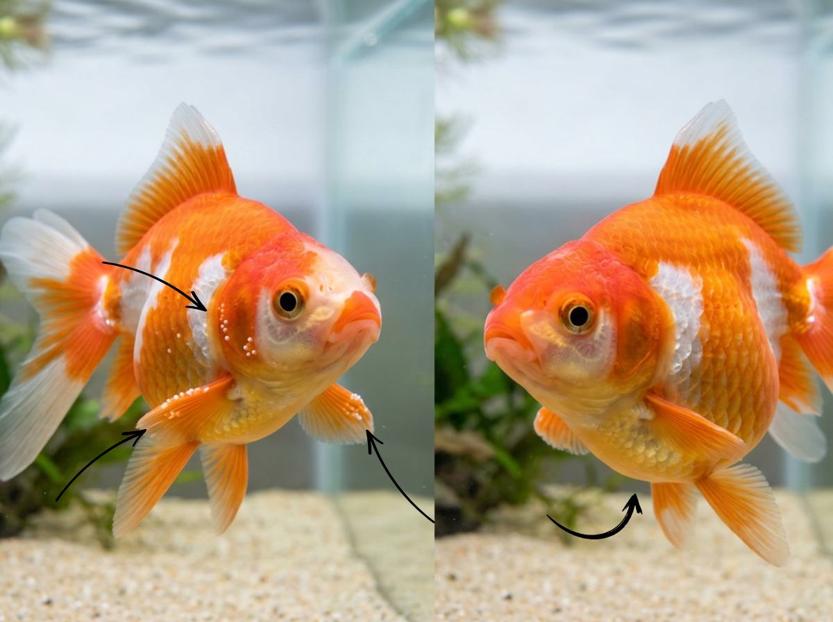 Diferencias macho y hembra goldfish tubérculos nupciales