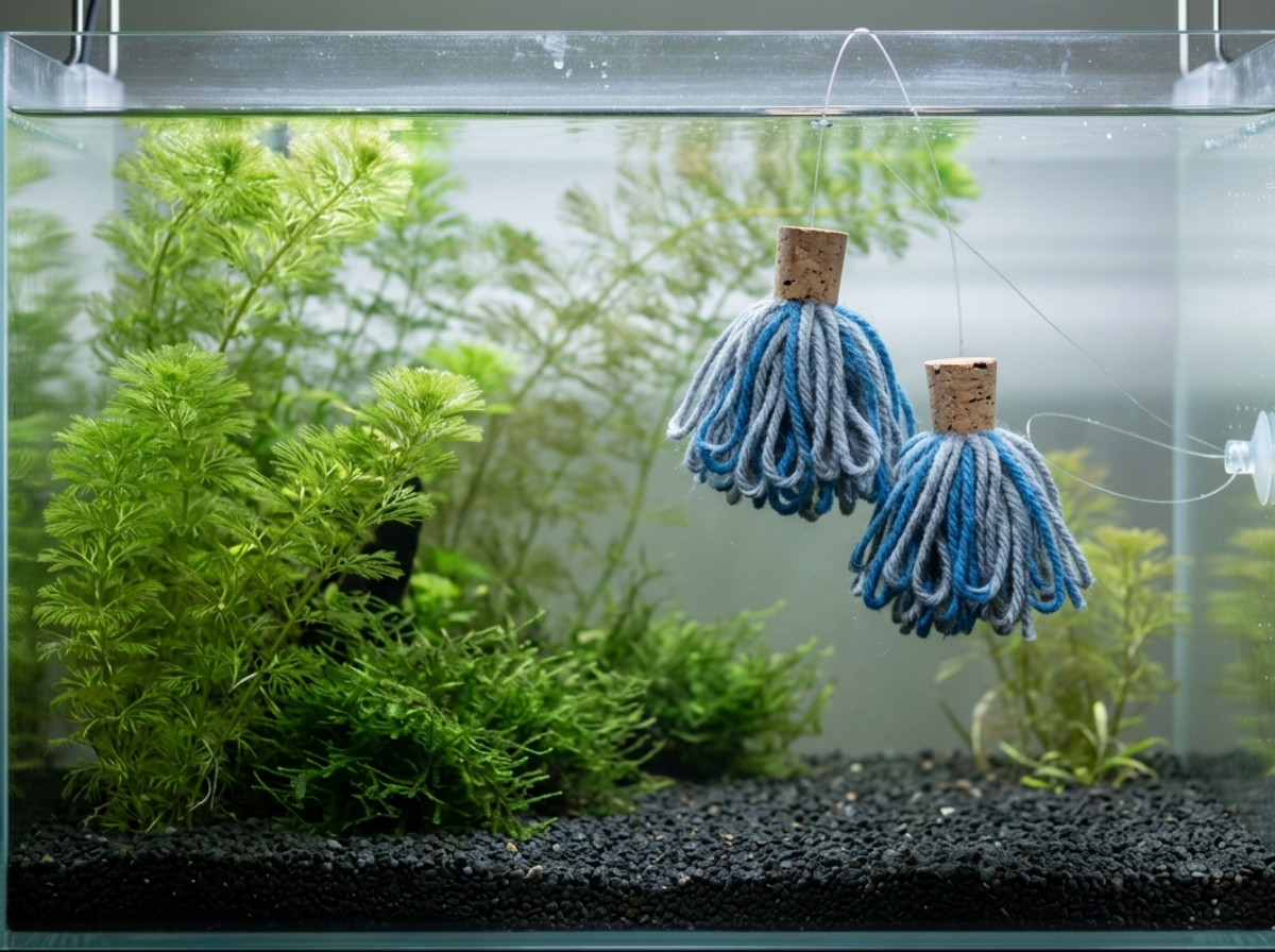 Mopas con corchos para desove de goldfish
